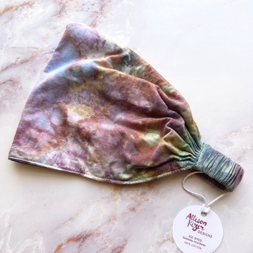 Ice Dye Bandana Yoga Headband Tie Dye Scarf Kerchief Headband Maroon Nebula